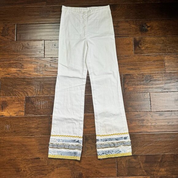TOGETHER Vintage Boho Style Cotton Blend High Waist Pants - Size 4 - Picture 1 of 6